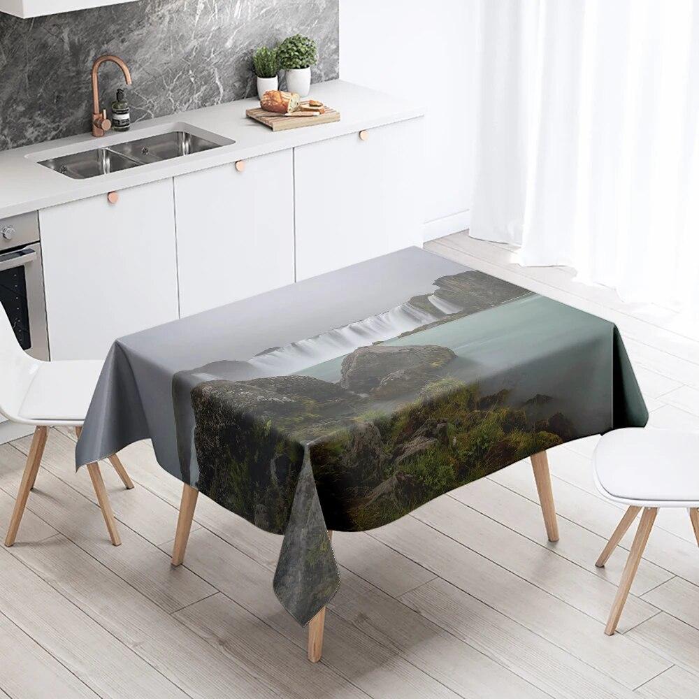 Față de masă cascadă peisaj natural anti-petare impermeabilă dreptunghiul de bucătărie masă de sufragerie decor acasă