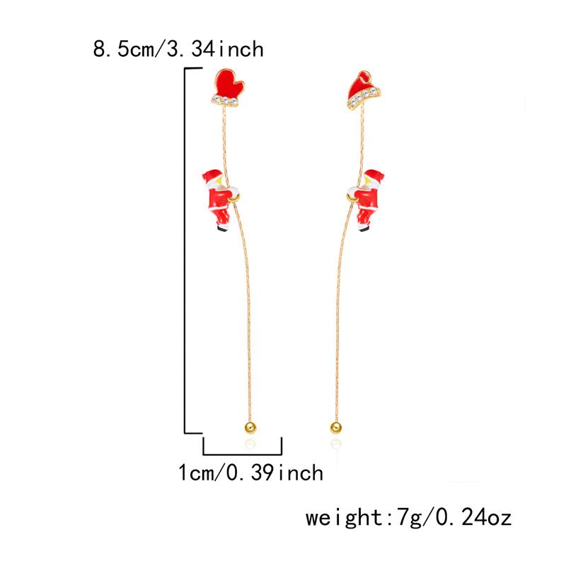 

Cute Movable Santa Claus Tassel Dangle Earrings Stud for Women Christmas Tree Snowflake Asymmetric Long Earring New Year Jewelry