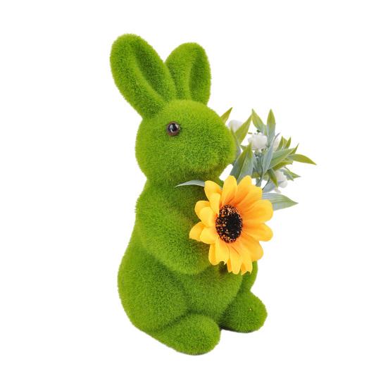 Bunny Ornament Easter Decoration with Artificial Moss Resin Core Waterproof UV-Resistant Outdoor Spring Centerpiece Decor