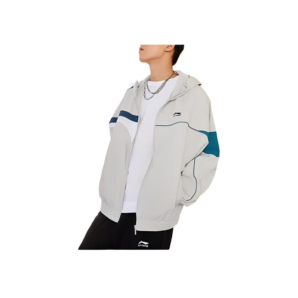 Li Ning Sport Trend Serie Locker Bequemer Zip-Hoodie Herren Hoodies Antarktis-Grau YFDU233-1