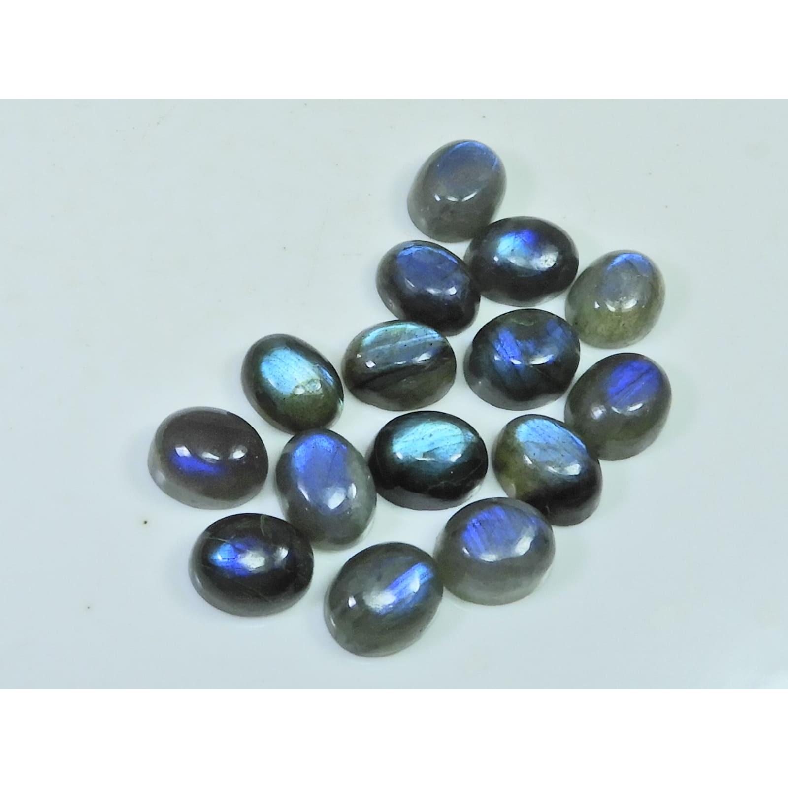 8X10MM Natural Labradorite Blue Fire Oval Cabochon Loose Gemstone 15Pcs Lot C-1084