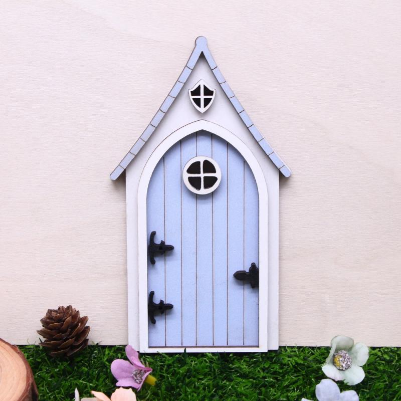 Dollhouse Mini Wooden Fairy Tale Door Dollhouse Gnome Door Model Miniature Garden Scene DIY Furniture Decoration Accessories
