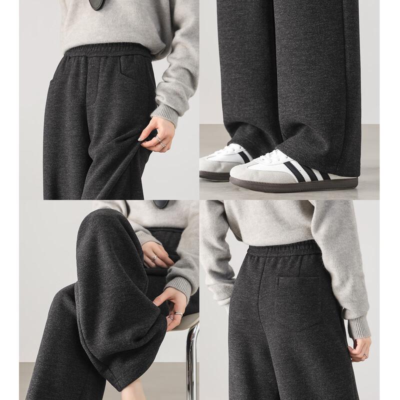 HSTYLE Women's Wool Blend High-Waist Straight-Leg Pants