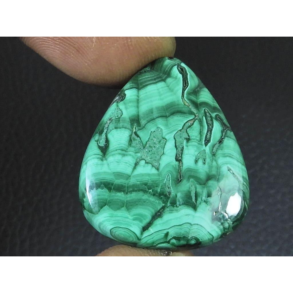 24X29X4MM Natural Malachite Flower Design Pear Cabochon Loose Gemstone 34Cts D-491