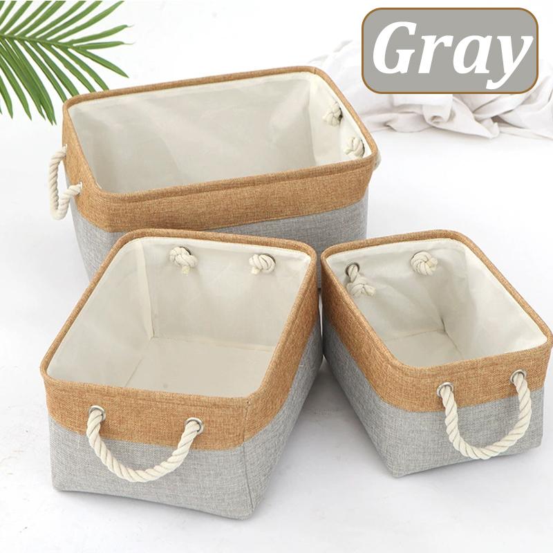 סל אחסון מוצרי בית וצרכים שונים סל מיון קופסת ארגון מתקפלת מבד פשתן הלבשה תחתונה גרביים צעצועים סלי אחסון רב-תכליתיים