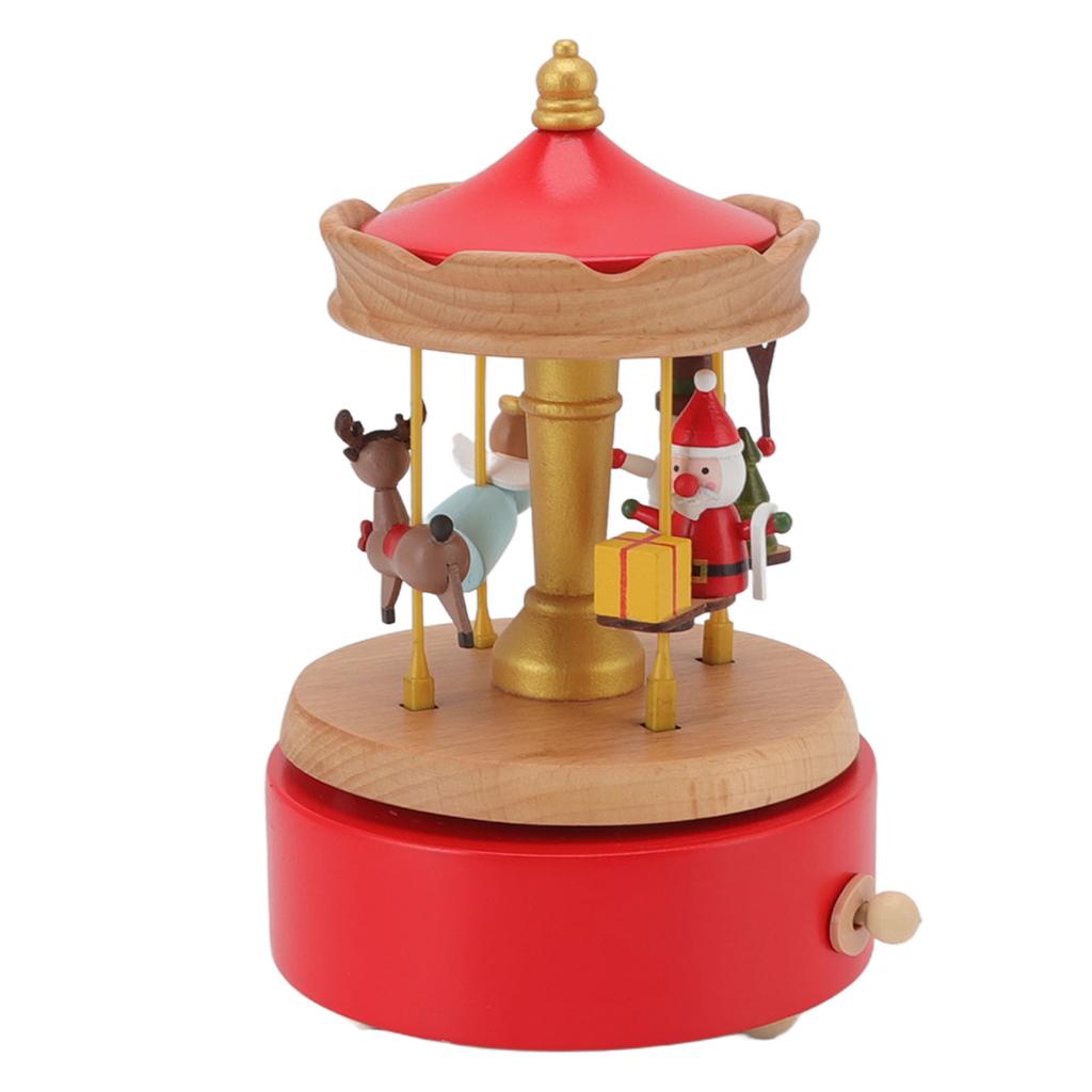 Christmas Music Box Wood Carousel Delicate Clockwork Musical Box Decoration Gifts