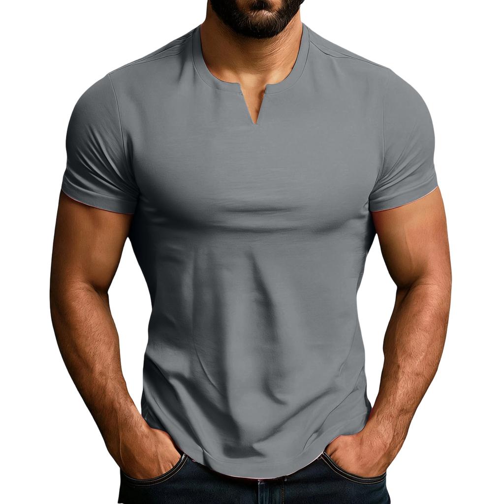 Men's Leisure Exercise Fitness Training Running Little V-Neck T-Shirt