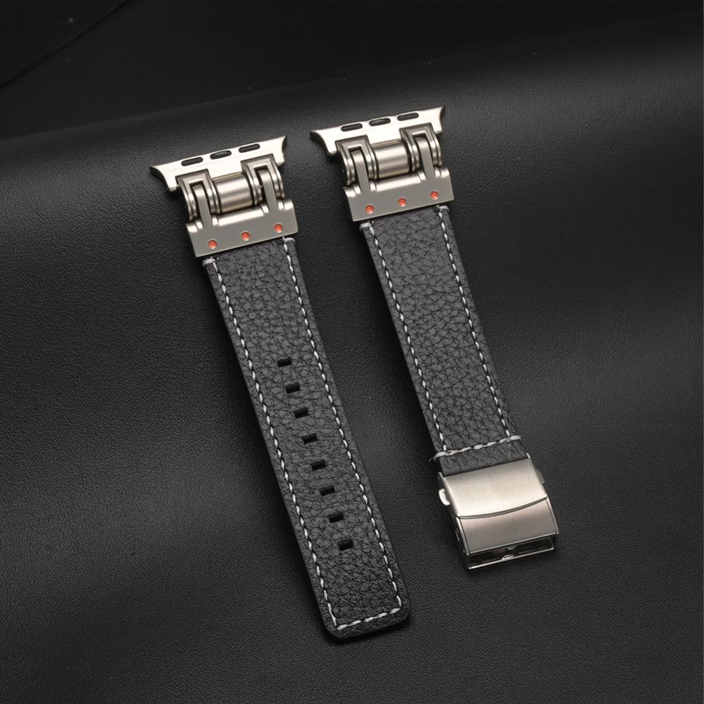 Кожаный ремешок для Apple Watch Ultra 3 2 1 49 мм Роскошный мужской браслет для iWatch Серии 11 10 9 8 7 6 5 SE 46 мм 45 мм 44 мм Мягкий ремешок 44mm 45mm 46mm