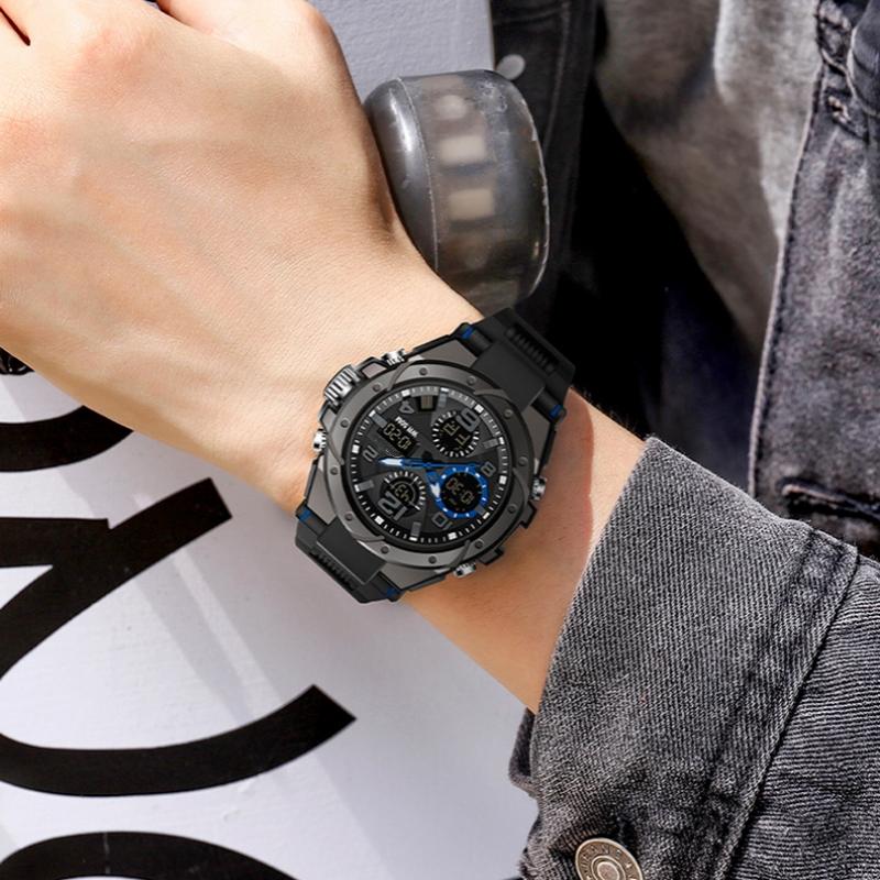 Utendørssport Herre Kvarts Militær Vanntett Klokker G Stil Dobbelt Display LED Digital Herreklokke