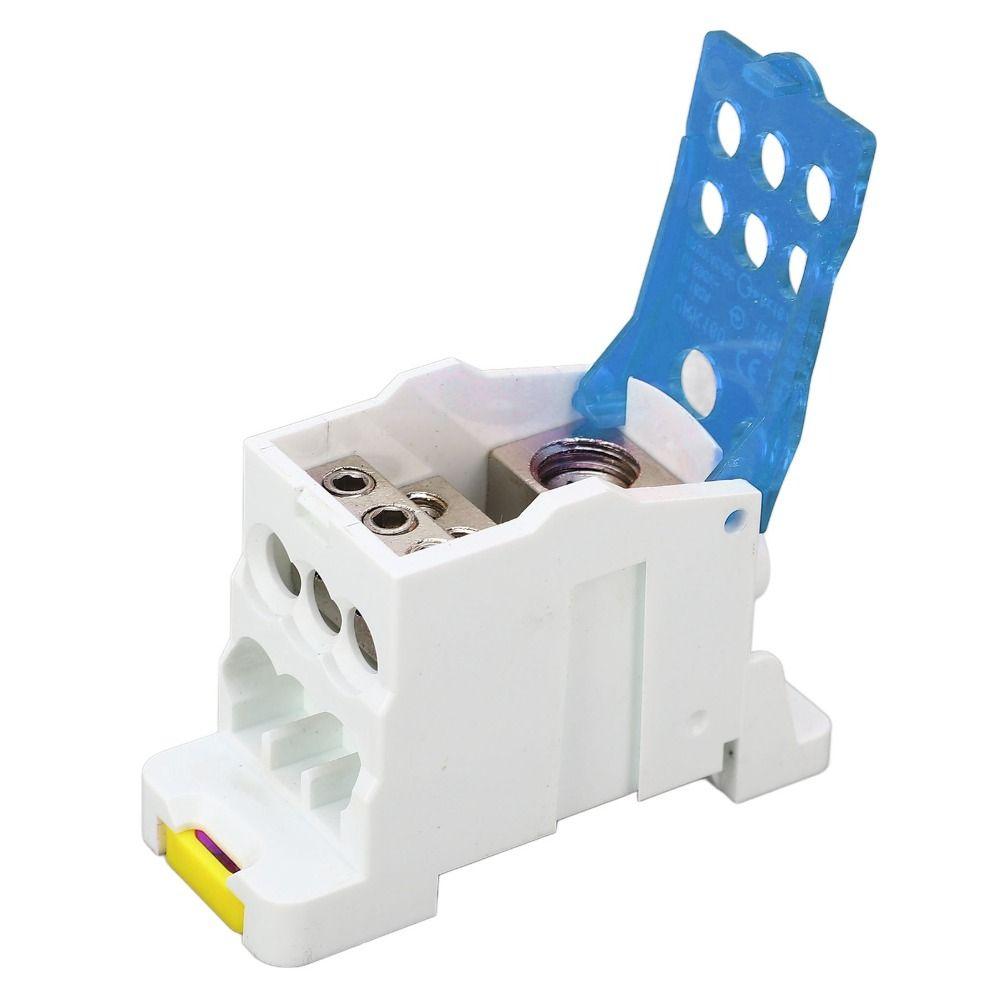 Red and Biue Rail Distribution Box 690V 160A Fine Insulation Power Wire Connector PA66 Retardant Junction Box Industrial Use