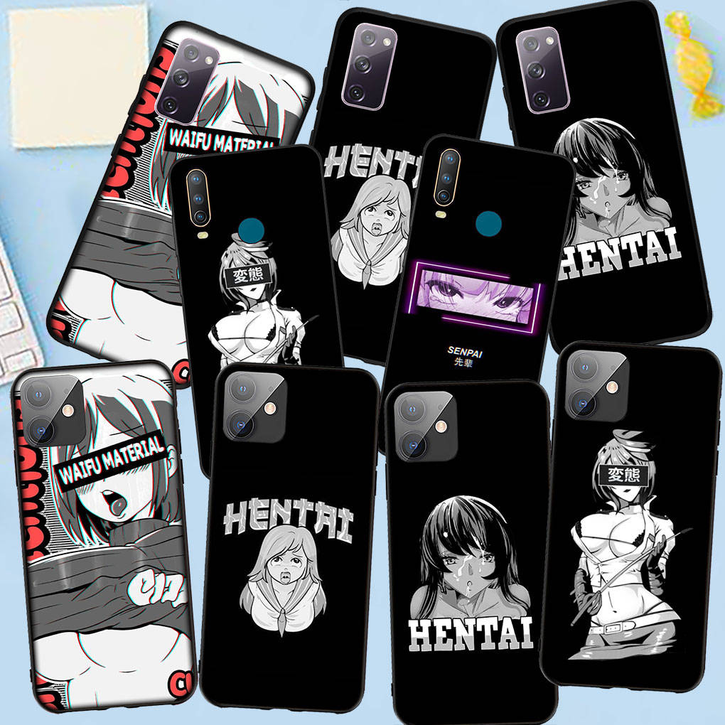 Fodral för Samsung Galaxy S25 S24 S23 iPhone 16 15 Xiaomi Redmi Note 14 13 12 16E X 11 Pro Max OPPO Moto Huawei Ahegao Harajuku Tecknad Tjej Waifu Skydd