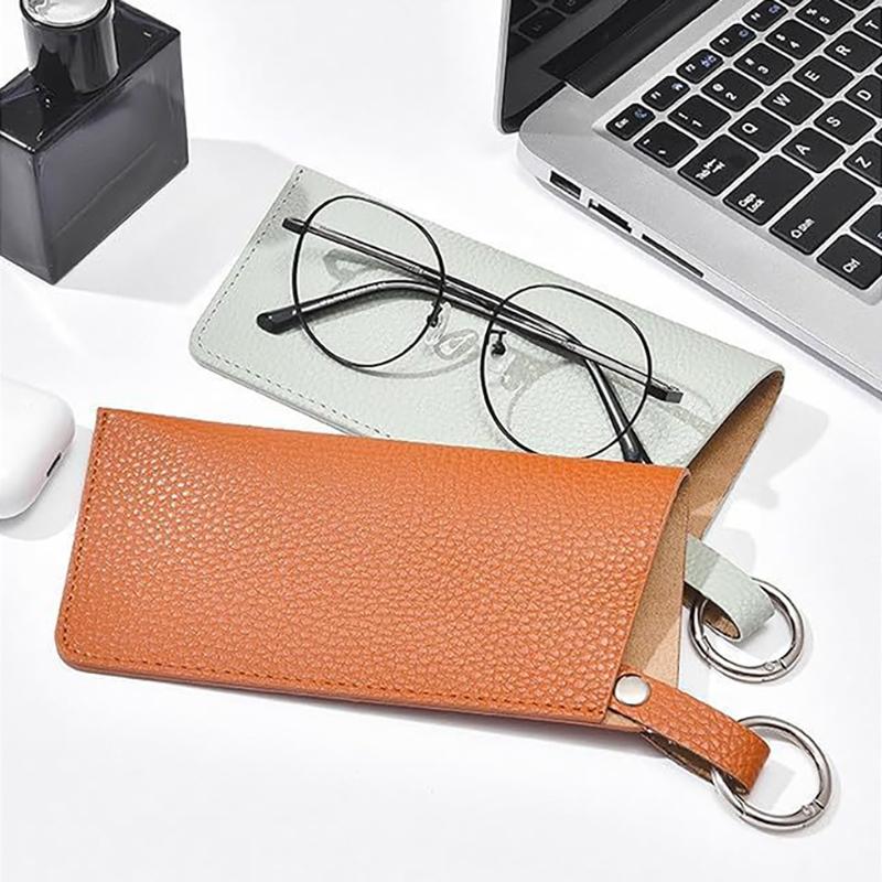 Luxury Women'S Eyeglass Case Leather Soft Holder Pocket Cases Slim Travel Pouch Keychain For Sunglasses Eyeglasses Eyewear