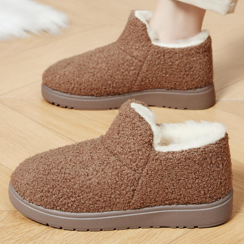 Winter New Cotton Shoes with Plush and Thick Thickness, Soft Soled Cotton Boots for Home Snow Boots