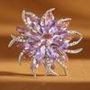 Elegant Double Layer Flower Brooch With Crystals and Florals Designs for Women Jewelry Accessories