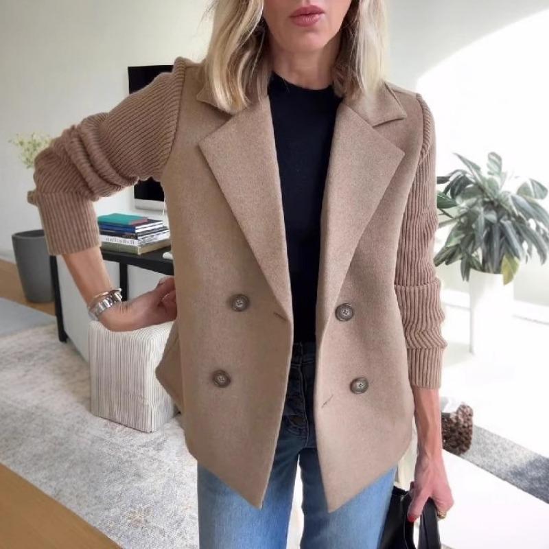 

YYFS Женская мода повседневная однотонная принтованная куртка и пальто с длинным рукавом и воротником-поло на осень-зиму XS