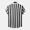 Men's Hawaiian Casual Striped Print Top Loose Comfort Short Sleeve Shirt