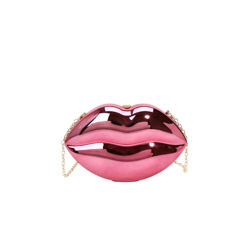 Funny Creative Lip Bag Women's Bag 2025 New European and American Fashion Gradual Change Color Personality Shoulder Acrylic Dinner Bag
