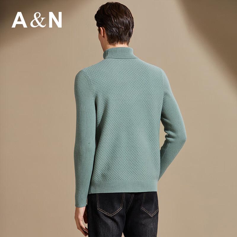 Men's 100% Wool Ribbed Jacquard Turtleneck Sweater