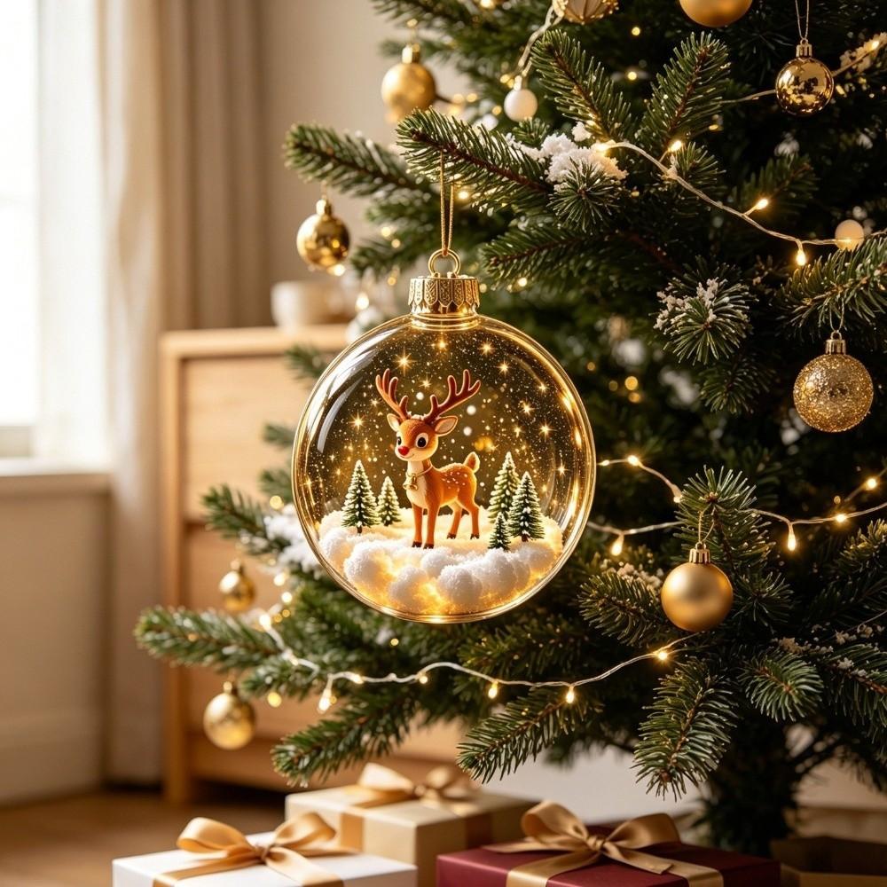 LED Lighted Christmas Bauble Ornament Transparent Hanging Christmas Decoration For Christmas Tree