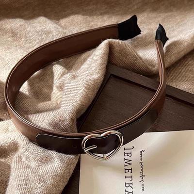 1pc The Colors of Autumn! Coffee Colored Belt Buckle, Heart-shaped Headband, Women's New Headband, Maillard Headband