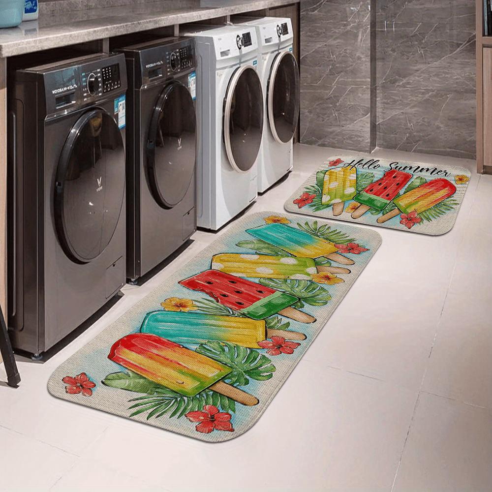 1 Stück Bodenmatte mit Landhausdekor-Muster, moderner Küchenteppich aus Polyester, rutschfest, bunt, für den Innenbereich, für Zuhause, Badezimmer, Schlafzimmer, Wohnzimmer