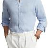 Polo Ralph Lauren FW23 Solid Color Small Pony Embroidered Single-Breasted Casual Long Sleeve Shirt Men Shirts Blue 710791449-040