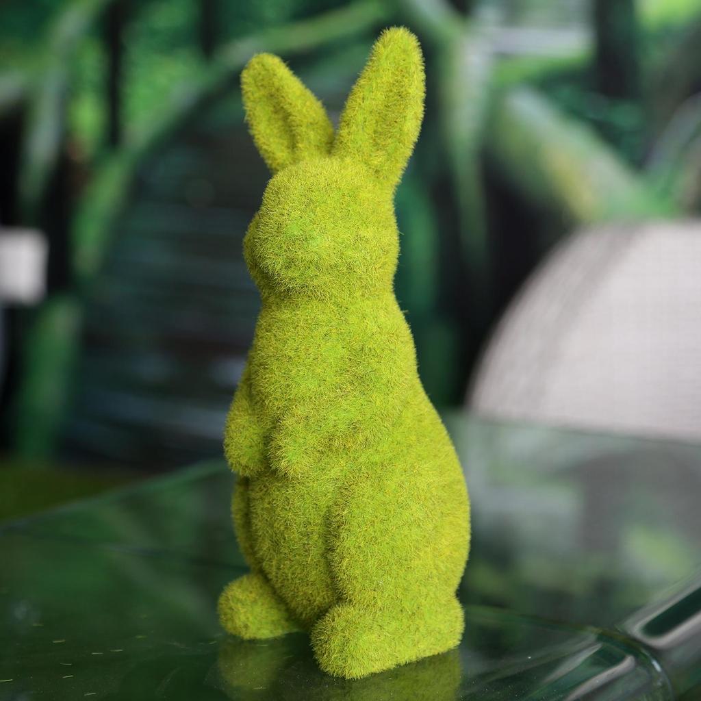 Künstlicher Oster-Imitations-Beflockter Hase Gartenstatue Rasen Flur Blumenbeet Hasenskulptur Outdoor Heimdeko Handwerk