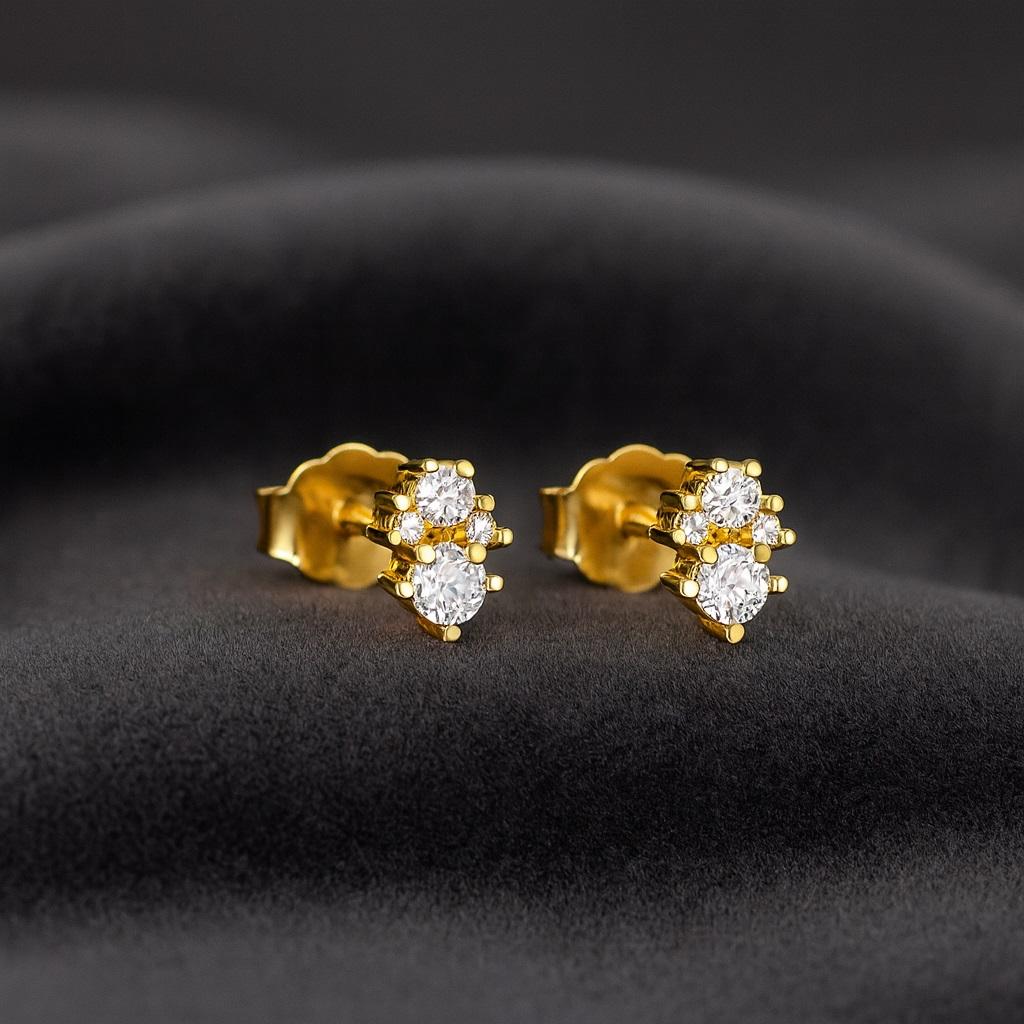 Minimale Twin Spark Ohrringe - Sterlingsilber Gelbvergoldet