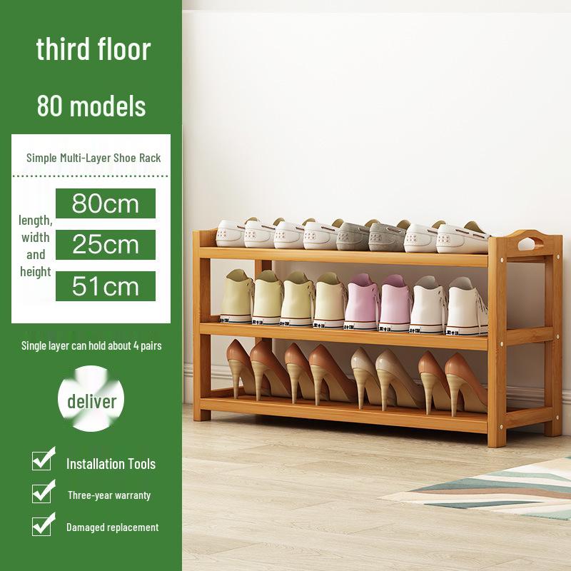 Camphor Bamboo Multi-layer Shoe Rack - Space-saving Floor Storage Cabinet for Dormitory Entrance