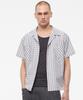 LEARVE Two-Pocket Open Collar Check Half Shirt