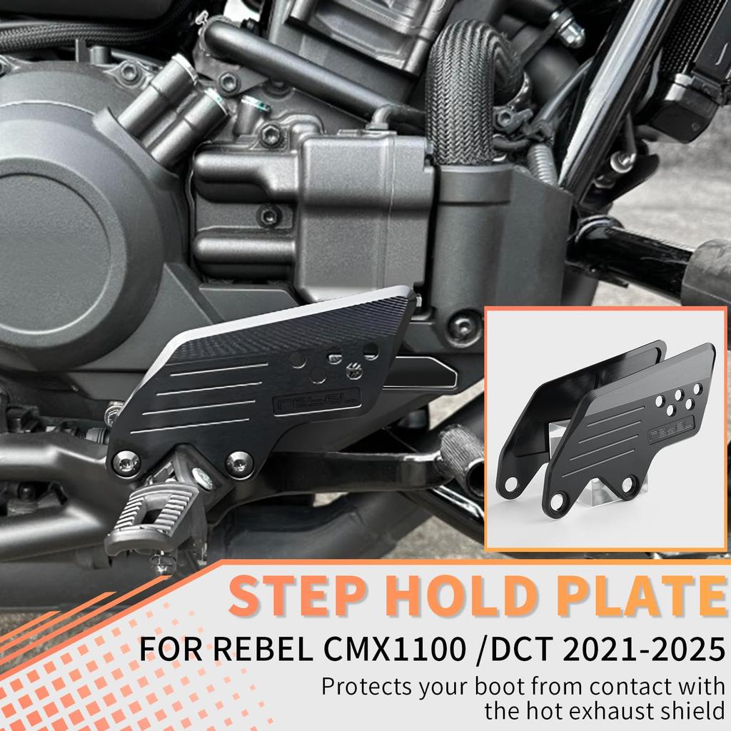 WOOGA Motorcycle Front Footpeg Protection Cover Footpeg Footrest Set Foot Plate Guard Protector Applicable Models Honda Rebel CMX1100 / DCT CMX 1100 P