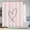 Modern Heart Shape Shower Curtain Pink Bath Decor For Home Decoration Polyester Shower Curtains With Rod Rings Set In White Bath