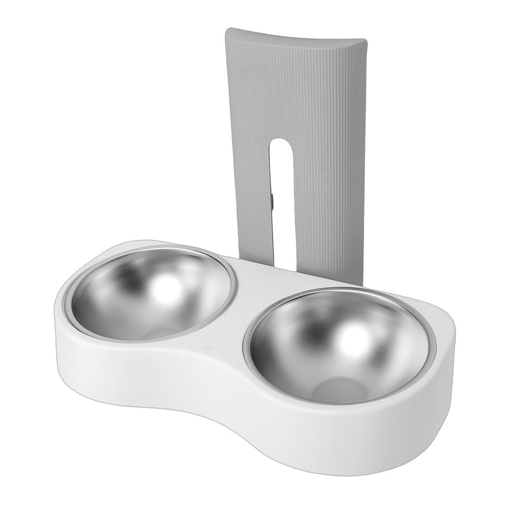 Wall Mounted Pet Feeding Bowl Stainless Steel Height Double Bowls Wall Pet Dish Feeding Station