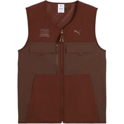Color Block V-Neck Zipper Vest Men Tops Brown 630104-65