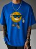 Unisex Summer Oversized T Shirt Cool Sunglasses Emoji Graphic Tee Hip Hop Casual Short Sleeve Loose Streetwear Fashion Top