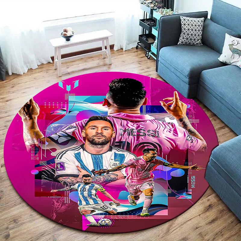 Messi Round Area Rug,Carpet Rug for Living Room Bedroom Sofa Playroom Decor,Non-slip Floor Mat