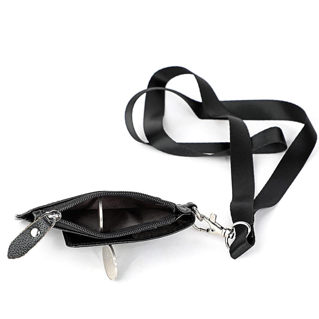 Genuine Leather RFID Blocking Badge Holder Stylish Office ID Case for Women Men Employee Work Card Pouch Business Essential Accessory with Lanyard