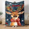 Custom Name Christmas reindeer Theme Printed Blanket - Perfect for Couch, Bed, Travel & Outdoor Use | Machine Washable, Cozy & Durable.