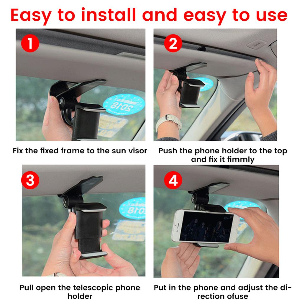 Universal Car Sun Visor Phone Holder 360 Degree Rotation Car Phone Holder Adjustable Car Accessories