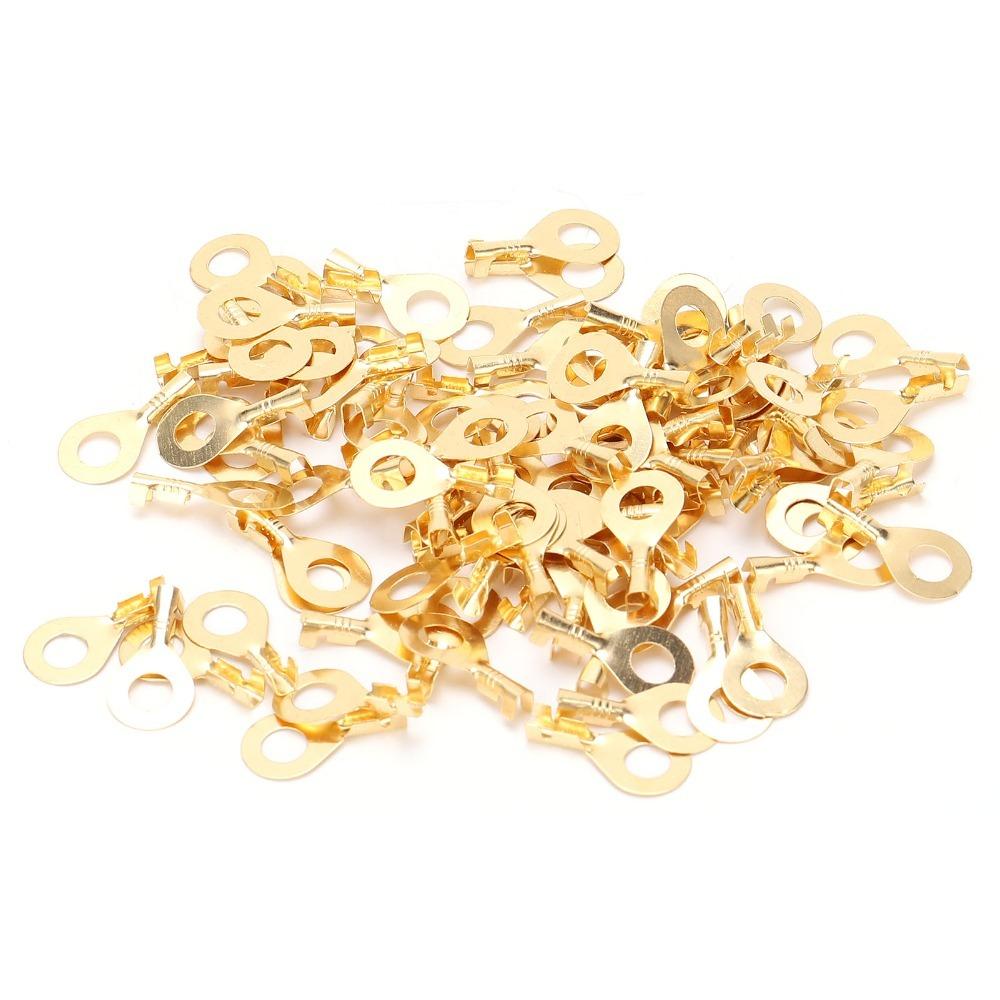 100Pcs Sturdy Structure Eye Terminal Brass Ring Cold Pressed Terminal  Low-frequency Working