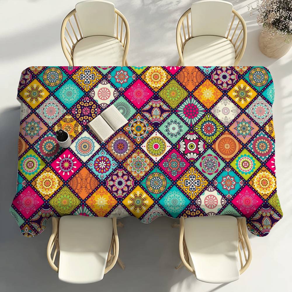 Authentic Boho Table Cloth Party Decor Dining Room Home Kitchen Patios Waterproof Stain-Proof Table Cloth