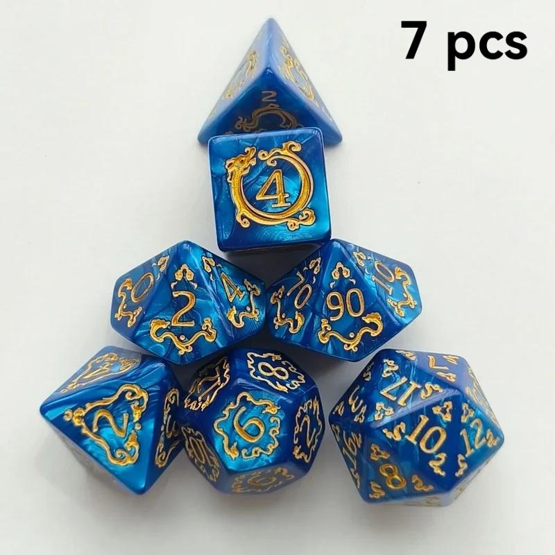 

7PCS/Set Polyhedral Dice Multi Colors Dragon Pattern TRPG RPG DND Acrylic Dice For Role Playing Games Entertainment Board Game