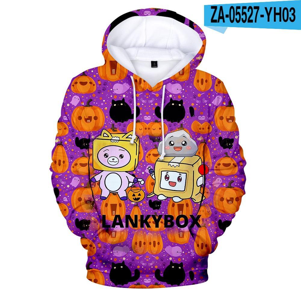 European and American Internet celebrities Lankybox people hooded sweater D digital printing spring and autumn loose and comfortable pullover hoodie