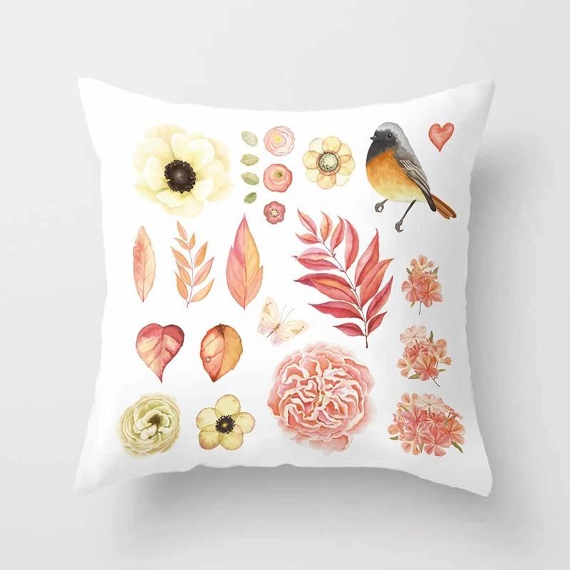 Birds and Flowers Decorative Pillowcases Living Room Office Home Pillowcases Car Ornaments