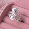 European and American Women's Fashion Design Butterfly Pearl Open Ring