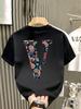 Cashew Flower V Vintage Art Street Trendy Brand T-Shirt Cotton Graphic Tee Unisex Unisex Summer Streetwear