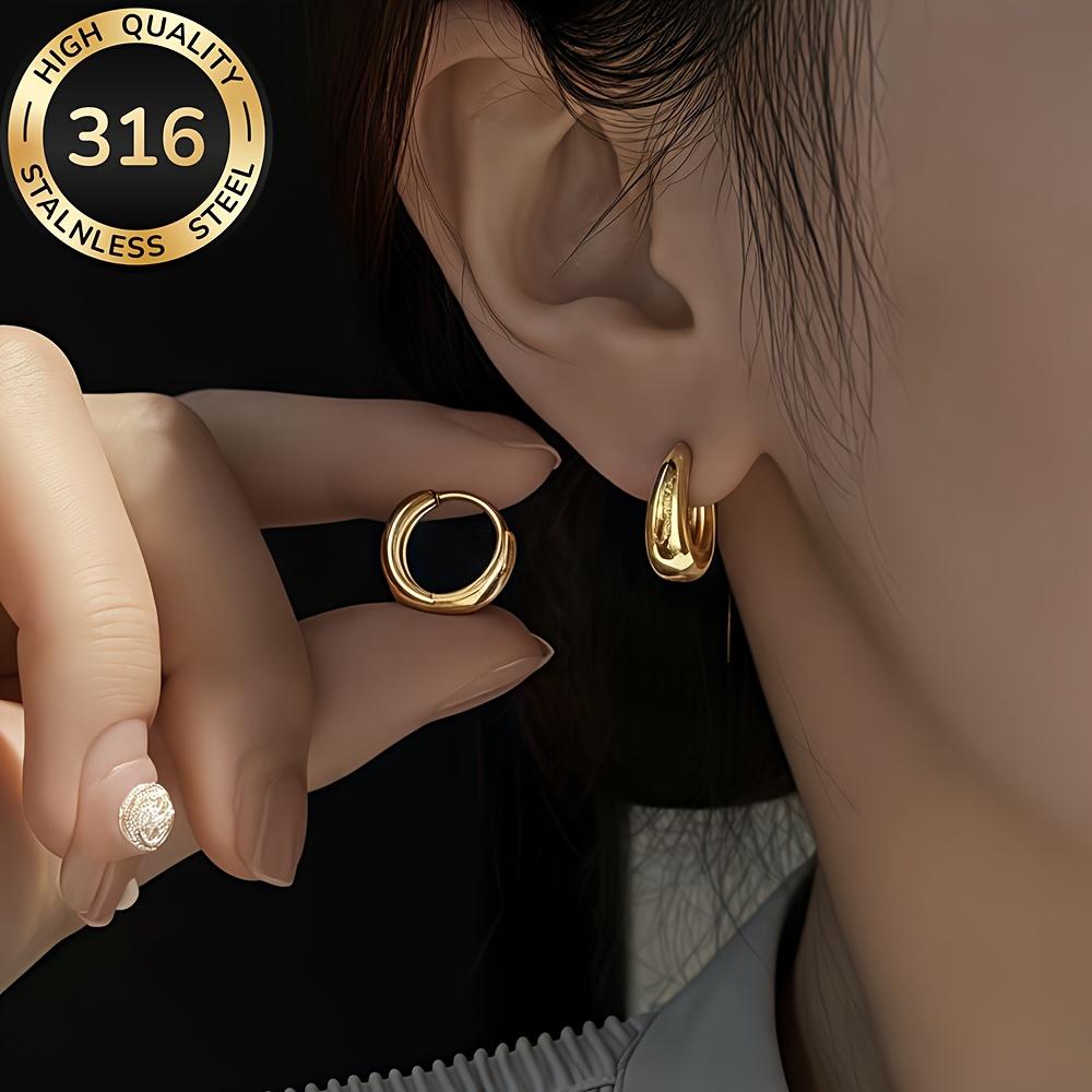 Elegant Anti-Fade Stainless Steel Hoop Earrings for Fashionable Women
