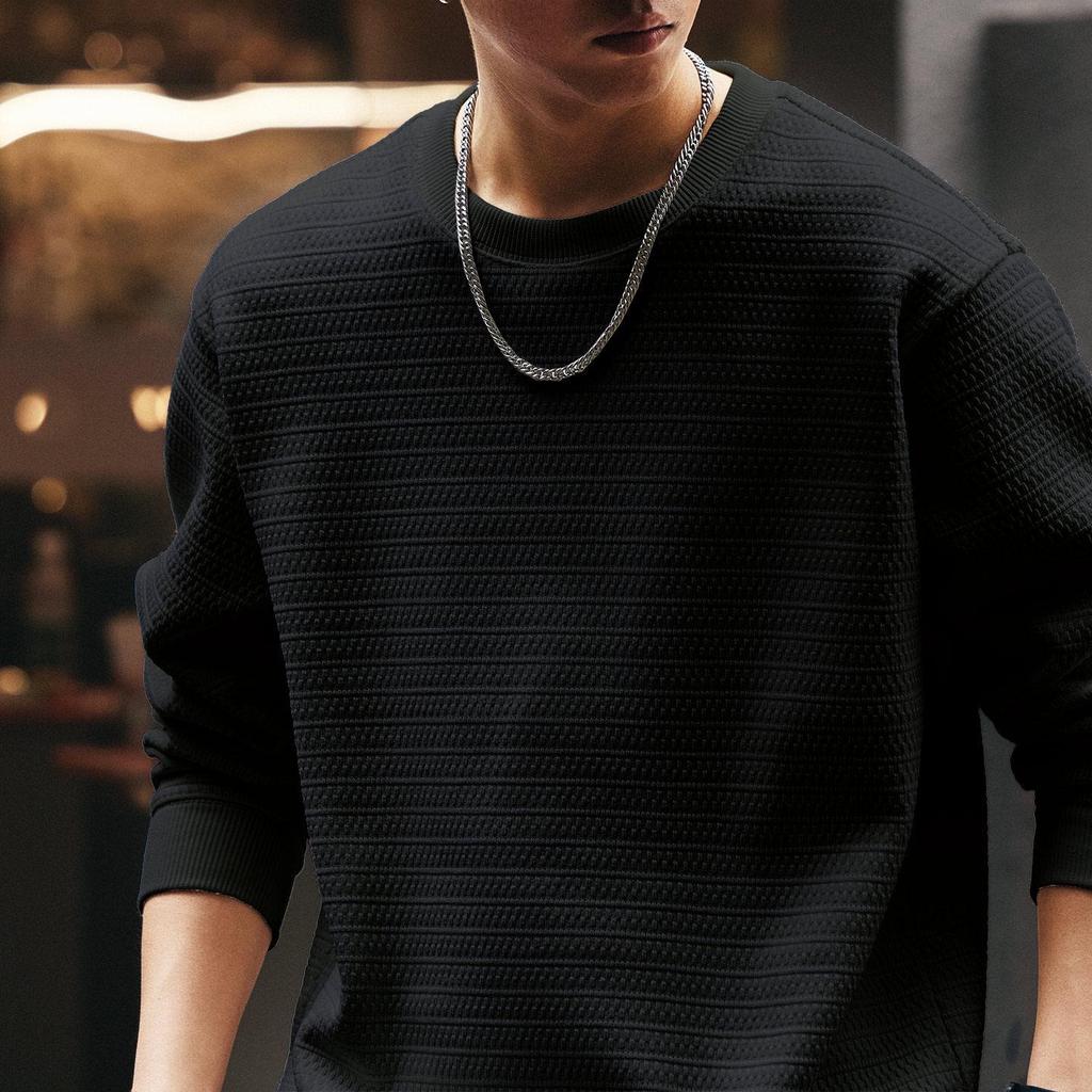 Moletom Americano Leve de Luxo Masculino Ge Lan Lu - Tendência Outono/Inverno, Com Pelúcia, Manga Longa, Caimento Solto Casual