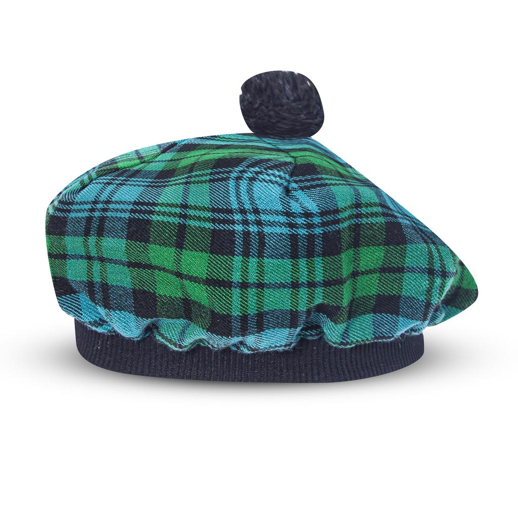 Scottish Beret Tam O Shanter Tammie Bonnet Tartan Hat Acrylic Wool Cap Pompom