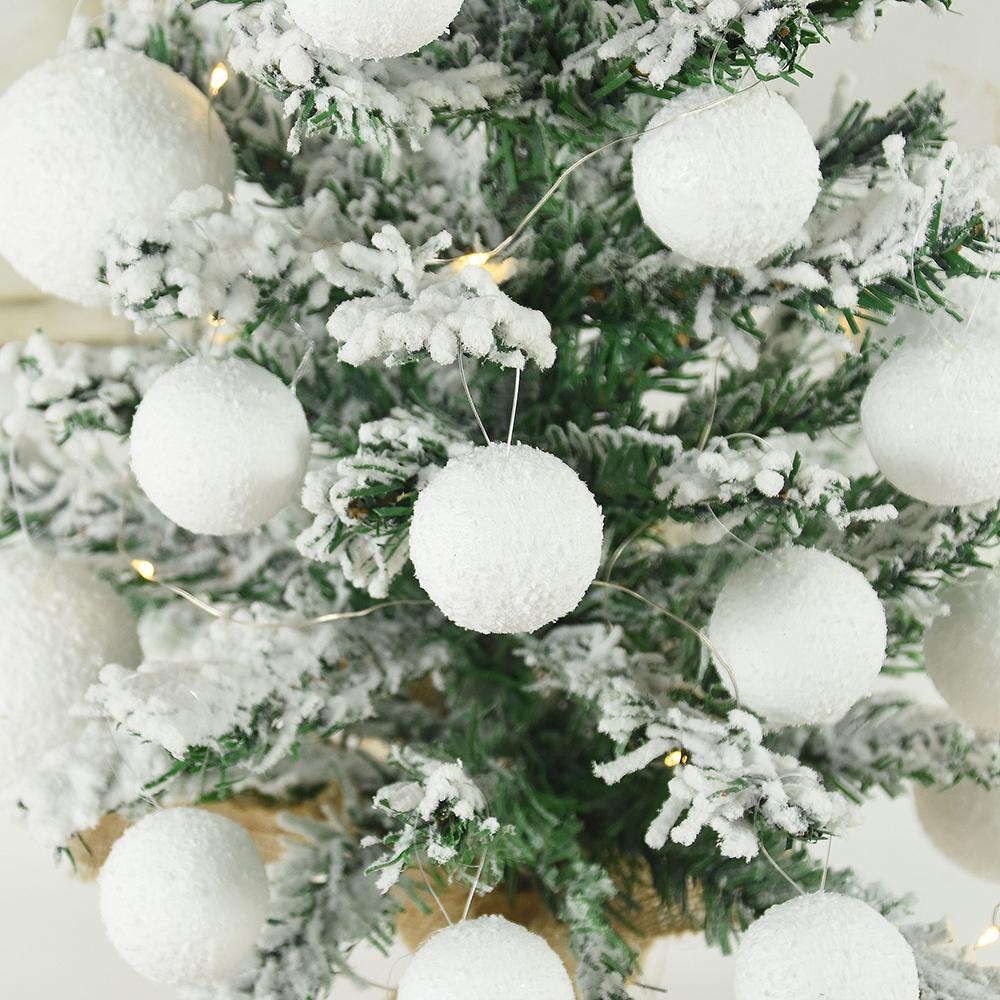 4-10cm Bola de Natal Branca Enfeite Pendente para Árvore de Natal Bolas Redondas de Espuma Artesanato DIY Decoração de Natal para Casa Ano Novo